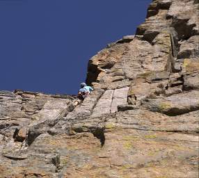 Climbing No Sweat Arete in Mill Creek