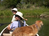 Trudy, Ian and Indy in Canoe