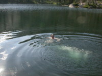 Ian swimming in Lagoon Lake