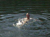 Ian swimming in Lagoon Lake