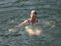 Trudy swimming in Lagoon Lake