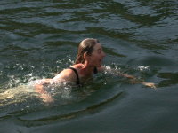 Trudy swimming in Lagoon Lake