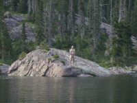 Ian swimming in Lagoon Lake