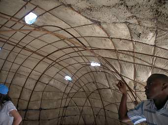 Concrete, rebar and pop-bottle roof