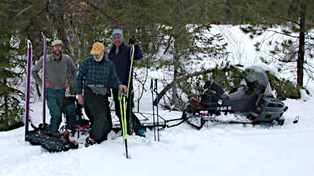 Tim, Gary, Dean, Snowmobiles and Sled