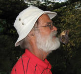 Owl Butterfly on Gary's beard