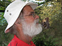 Owl Butterfly on Gary's beard