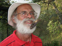 Owl Butterfly on Gary's beard