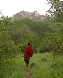 Approaching the hill where we were camped.